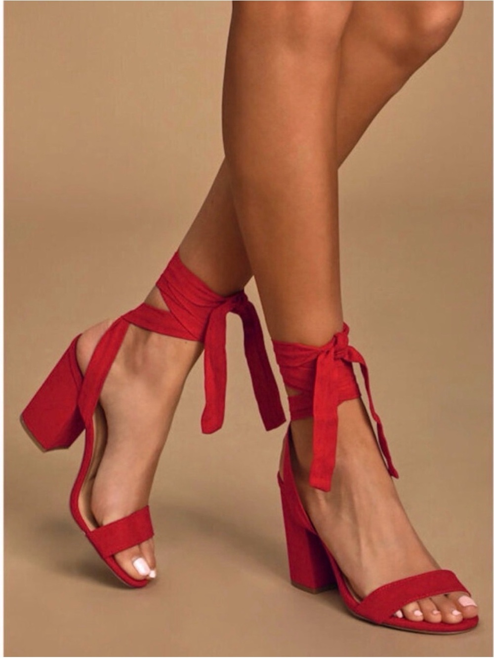 NWOT Lulus Alta Lace Up Dark Red Heels Size 8